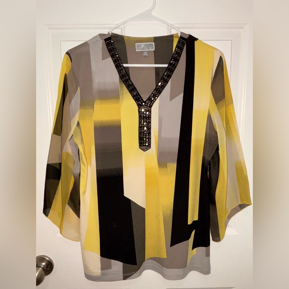 Elegant Yellow and Black Women's Top